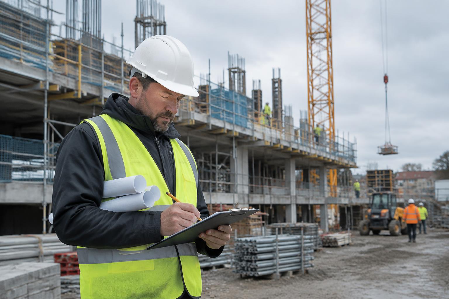 Construction professionals at work
