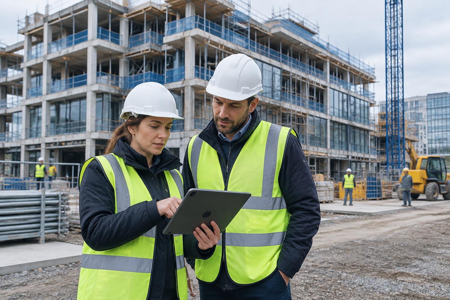 Construction professionals at work